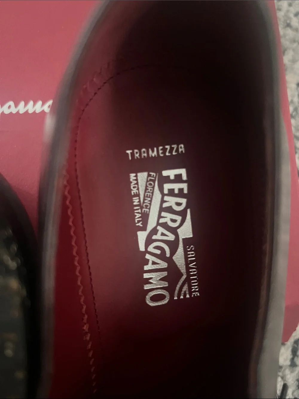 Salvatore Ferragamo Dark Brown Leather Oxfords with Red Trim